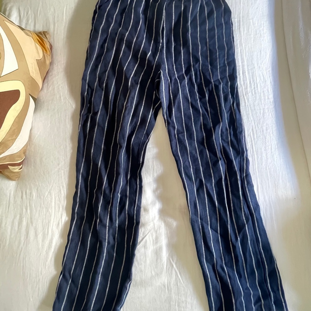 Striped Reformation Straight Linen Pants